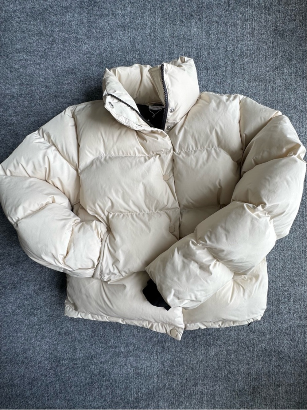 Lovers Friends Cream Puffer Jacket Lightweight Insulated Coat MEDIUM NEW